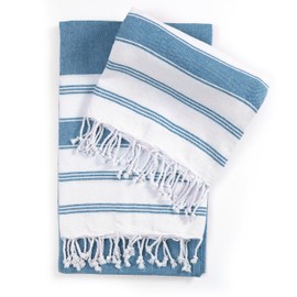 Goroly Home Cotton Turkish Peshtemal Beach Towel, Extra Large, Thin Quick Dry Sand Free Pool & Swim Towel, Bathing Blanket, Travel Essentials, (Sky Blue, 36x71 Inches)