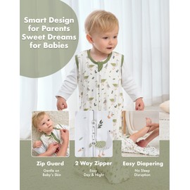 FJORHAL Rayon Made from Bamboo Baby Sleep Sack 6-12 Months - TOG 1.0 Wearable Blanket for Infant Toddler, Sleeping Sack with 2-Way Zipper for Newborn Babies