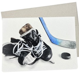 Whitman and Daughter Ice Hockey Card with Envelope (1 Premium Card, 5X7 Inch) blank inside for all occasions like Birthday, Hockey Coach Thank You Cards, Invitation, Graduation, Get Well Note - 276