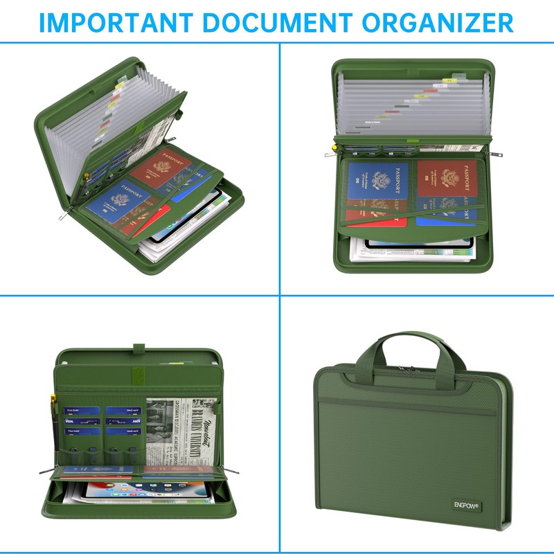 ENGPOW Accordion File Organizer,Fireproof Expanding File Folder with Multi Pockets,13