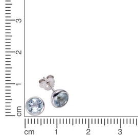 Zeeme Gemstones 358220410-9 Women's Stud Earrings 925 Sterling Silver 0.75 cm Shiny Blue Topaz White, Sterling Silver, Topaz