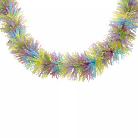 Hobby Lobby HL Easter Decor - Pink Blue Yellow Green Spring Colors Thick Tinsel Garland 9ft