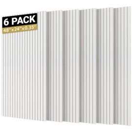 TONOR 6 Pack Large Acoustic Panels,47.2" X 23.6" X 0.35" Acoustical Wall Panel, Self-Adhesive Sound Proof Panels, Decorative Soundproof Wall Panels for Echo Absorption for Home Studio Office, White