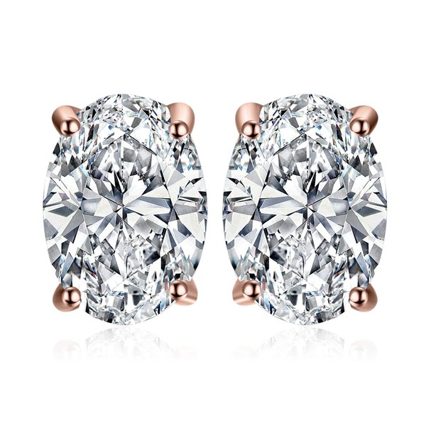 JewelryPalace Oval Cut 2ct Cubic Zirconia Stud Earrings Silver 925
