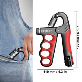 Ruayia Hand Trainer, Grip Strength Trainer for Fitness Strength Training, Grip Strength Trainer, Athletes and Hand Trainer, Finger Trainer, Red