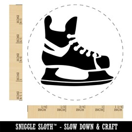 Hockey Ice Skates Skating Blades Self-Inking Rubber Stamp Ink Stamper for Stamping Crafting Planners - 1-1/2 Inch Large - Red Ink