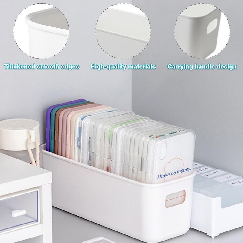 YZDZSW Plastic Storage Boxes, 4 Pcs Bathroom Storage Baskets, Plastic
