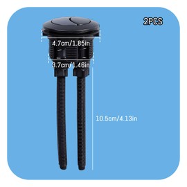 Pack of 2 Black Toilet Water Tank Push Buttons, 38 mm Water Tank Flush Toilet Replacement Part, Round Dual Sink Toilet Push Buttons for Bathroom Toilets Water Tank Repair