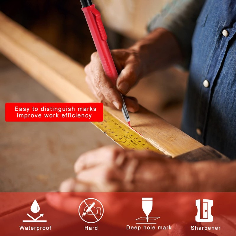 Carpenters Pencil Set - Incl.12 Tracer Pencil Refills with Three