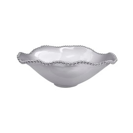 MARIPOSA Pearled Oval Wavy Serving Bowl, One Size, Silver
