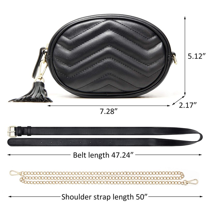 TJEtrade - Riñonera de piel impermeable para mujer, Negro, Una