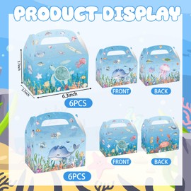CIEOVO 24 Pack Under the Sea Baby Shower Decorations Paper Gift Boxes, Ocean Animals Party Goodie Candy Treat Paper Boxes for Undersea Theme Birthday Baby Shower Party Supplies Decoration