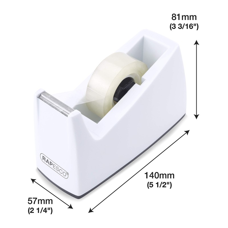 Rapesco 1620 300 Tape Dispenser and 4 Tape Rolls, White