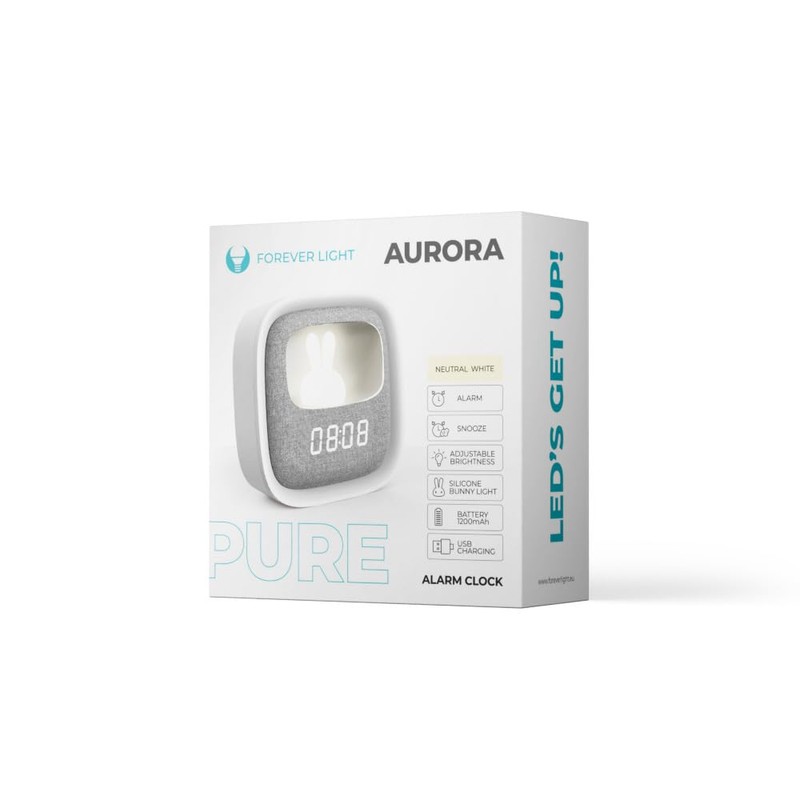 Pure FNL-06 Aurora LED Night Alarm Clock Square White Forever