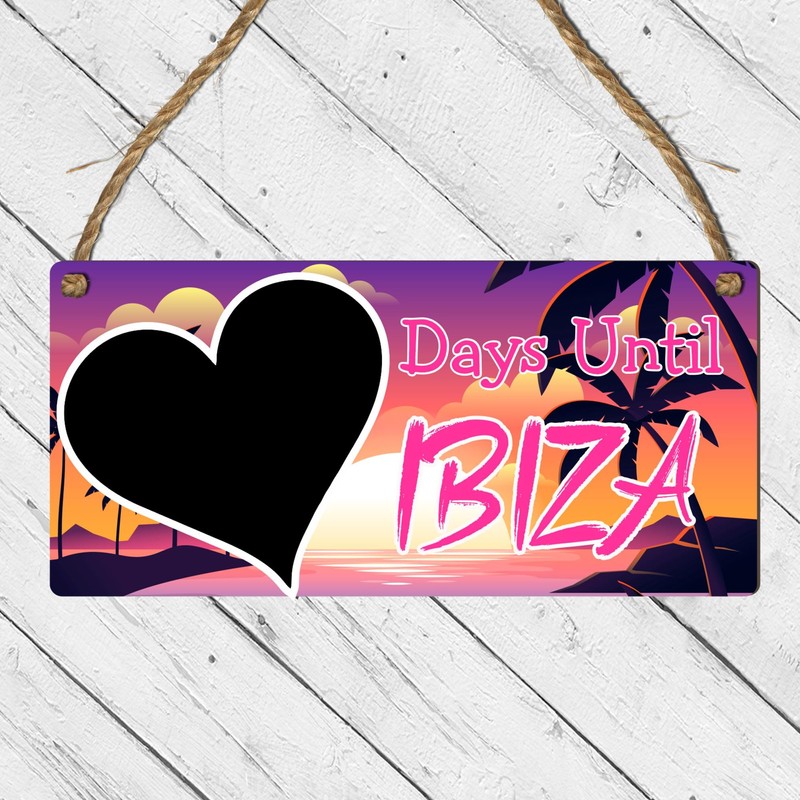 Days Until Ibiza Holiday Countdown Chalkboard Plaque – Vibrant Sunset