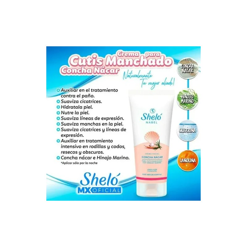 Crema Facial De Arroz Y Concha Nácar Sheló Nabel +18