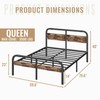 ZIYOO Queen Size Metal Bed Frame with Rustic Wooden Headboard