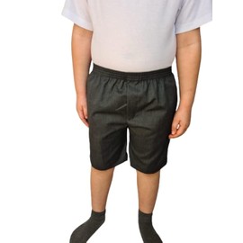 L S U Boys Kids Full Elasticated Pull-UP-Shorts Summer School Uniform Grey/Black (NO Zip/Clip) (9/10 Years, Grey)
