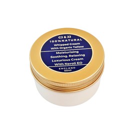 CJTallow Whipped Tallow Cream Moisturiser | Organic Grass-Fed Tallow with Neroli Essential Oil | Deeply Hydrating Face & Body Butter | Handmade in Hampshire, UK | 60ml