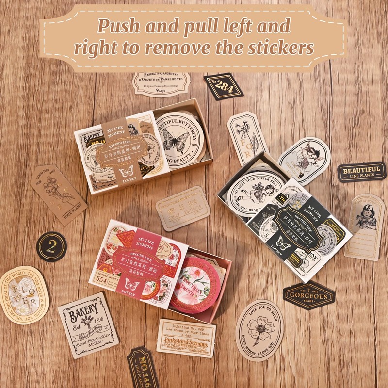 Valtiner 120Pcs Vintage Scrapbook Stickers, Junk Journal Supplies, Stamping Sticker