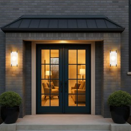 Modern Black LED Outdoor Porch Light 3000K Warm White - 12W Waterproof Exterior Wall Sconce with Sand Texture & Rippled Glass for Garage, Garden, Patio, Stairs