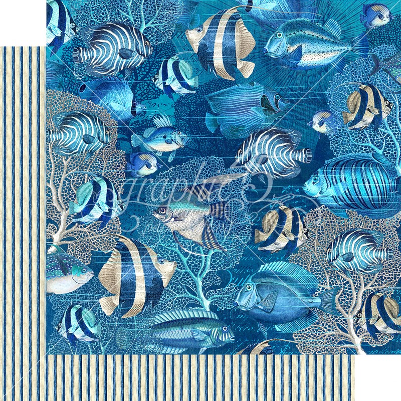 GRAPHIC 45 *OCEAN BLUE* 8" x 8" PAD NAUTICAL SEASHELLS