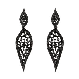 EVER FAITH Leaf Earrings Costume Party Jewellery 2 Leaves Round Crystal Hollow Out Chandelier Earrings for Women, Crystal, No Gemstone