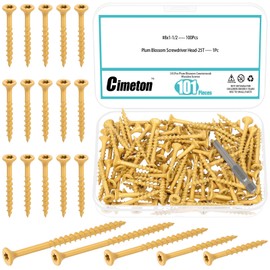 Cimeton 101PCS #8x1-1/2" Deck Screws Star Torx Drive Flat Head Wood Screws with T25 Torx Star Drive Bit Assortment Kits Star Drive Deck Screws Decks for Fences Frames Farms Outdoor Furniture