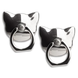 [2 Packs] Cat Glossy Cell Phone Ring Holder Stand, 360 Degree Rotation Finger Ring Kickstand with Polished Metal Phone Grip for Magnetic Car Mount, Smartphone Accessories