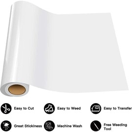 HTVRONT 12" x 20ft Heat Transfer Vinyl White HTV Rolls & 150 Sheets 8.5 x 11 inches Sublimation Paper
