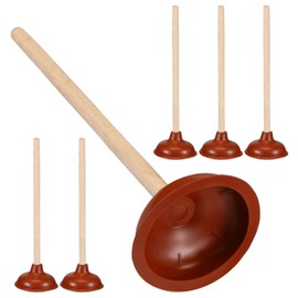 Lallisa Toilet Plungers with 18 Inch Long Wooden Handle Force Suction Cup Rubber Plunger for Bathroom Heavy-duty Strong Sink to Fix Clogged Toilets Drains Sinks (Brown,10 Pcs)