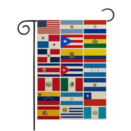 Latin America 21 Countries Garden Flags - Assorted Latino Flag Banners Heritage Hispanic Month String Flags For Spanish Classroom School Decorations National Country Hispanic Events Sports Bars.
