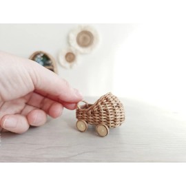 Victorywickerdecor 1:12 dollhouse miniature wicker doll's pram. handmade miniature