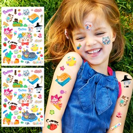 Zayvor Pack of 92 Cat Tattoos, Temporary Tattoos, Children's Metallic Tattoos, Stickers, Children's Tattoo Set, Waterproof, Children's Birthday Party Favours, Party Bags, Children's Party Decorations