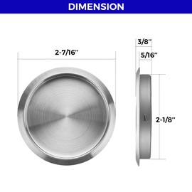 JOY DECOR 6 Pack Round Pocket Door Pulls Closet Door Pulls, 2-1/8" Brushed Nickel Closet Finger Pulls, Easy Snap in Installation, No Nails Needed