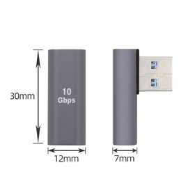 NFHK USB-C Type C Female Low Profile 90 Degree Left Angled to USB 3.0 A Male Data Adapter for Laptop Desktop