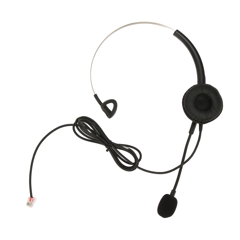 Telephone Headset Single Ear Professional Noise Canceling Adjustable Wired Phone