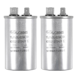 sourcing map 2 x Starting Capacitor CBB65 10uF 10mfd 450V AC 40/85/21 Aluminium Housing with Connection for Air Conditioning Compressor Motor Capacitor