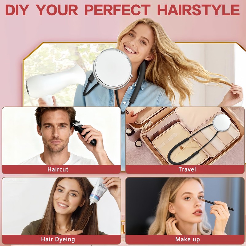 XWZMR Double Sided Mirror to See Back of Head,Self Hair