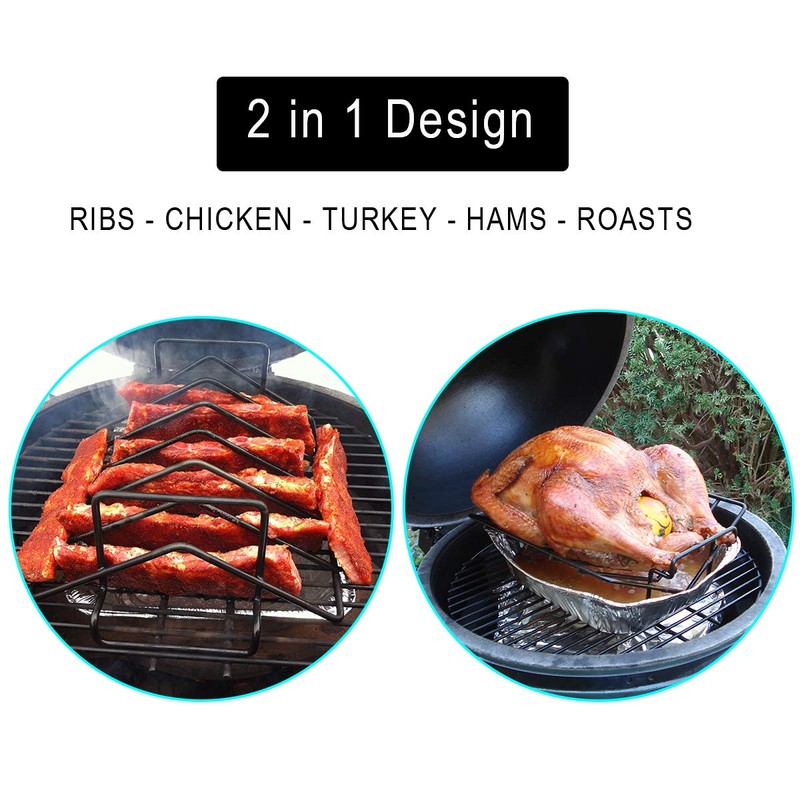 Mydracas BBQ Rib Racks for Smoking and Grilling,Turkey Roasting Rack