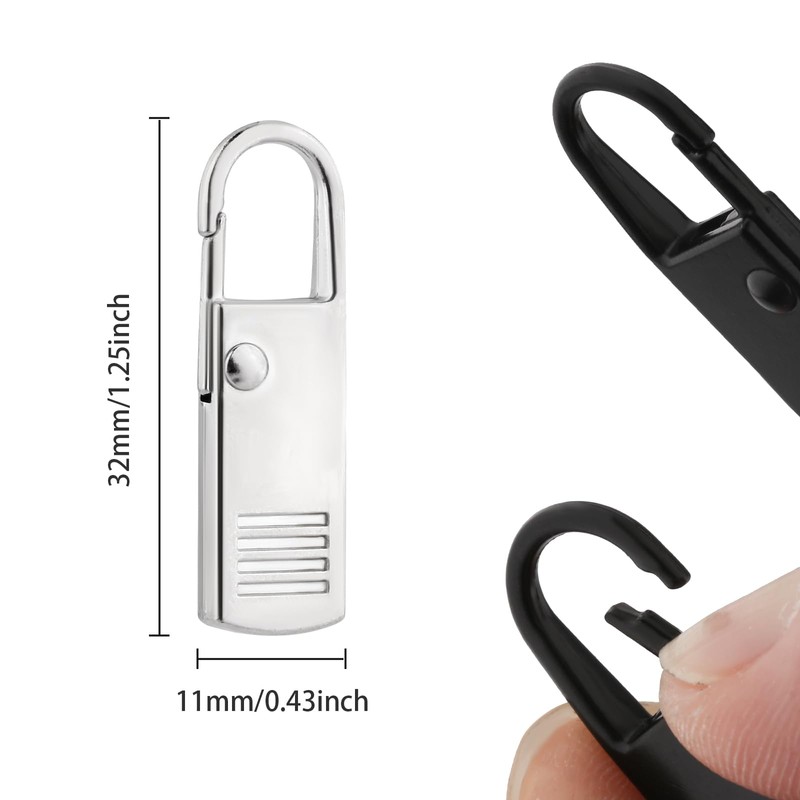 4PCS Black Zipper Pulls Replacement Broken Zipper Pull Repair Kit