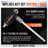 HORUSDY 18-Piece T-Handle allen wrench set, Inch/Metric Long Arm Ball