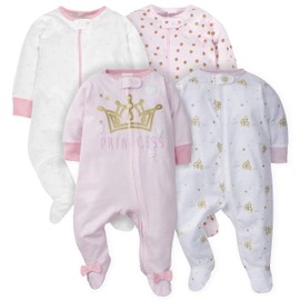 Gerber Baby Girls' 4 Pack Sleep 'N Play Footie