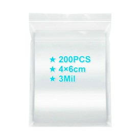 Small Ziplock Bags 4×6cm, 200PCS, 3 Mil Extra Thick Clear Plastic Resealable Bags with Lock Seal Zipper, Storage Pouches Grip Seal Bags for Jewelry Coins Pills Packaging