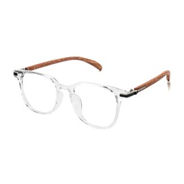 PRIVOZA Blue Light Blocking Glasses Women/Men, Fashion Imitation wood grain Eyeglasses UV Ray Filter Computer Gaming Glasses (Clear)