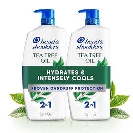 Head & Shoulders - Champú y acondicionador anticaspa de aceite de árbol de té 2 en 1, paquete doble, 1% de piritiona de zinc, champú de árbol de té co