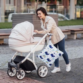 CHEESANHERR Wet Bags Nappy Bag, Pack of 2 Wetbag Organiser Nursery Fabric Nappies Changing Bag Large Wet Bag Wet Bag Wet Bag Reusable Waterproof for Baby, White Whale, Wet bag