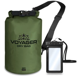 Heavy Duty Waterproof Dry Bag – EcoGear Fx Voyager Series – Durable Roll Top Compression Bag –Kayaking, Rafting, Boating, Hiking, Fishing and Camping (Army Green, 30L)