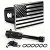 Trailer Hitch Cover with Lock, 2 Inch Receivers, American Flag