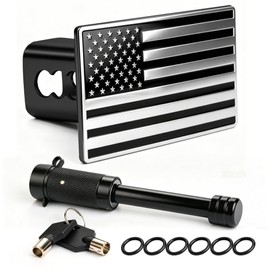 Trailer Hitch Cover with Lock, 2 Inch Receivers, American Flag